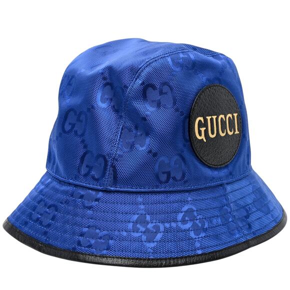 GUCCI Econyl Nylon Monogram Off The Grid Will Bucket Hat Orient Blue Black, M - Picture 2 of 16